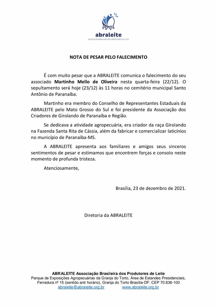 Morre membro do conselho da Abraleite, Martinho Mello