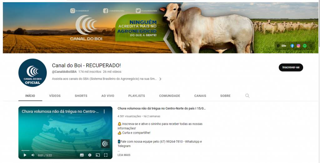 Canal do Boi recupera conta no YouTube após invasão de hackers
