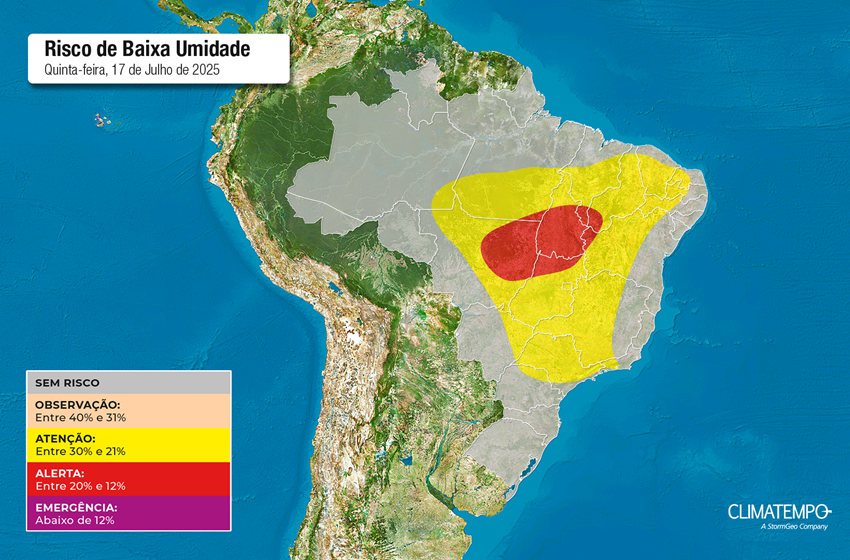 Ar seco predomina no Brasil nos próximos dias