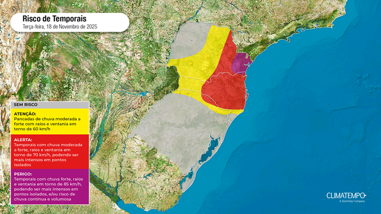 Chuva diminui no MS nesta terça, mas leste do PR ainda fica em alerta