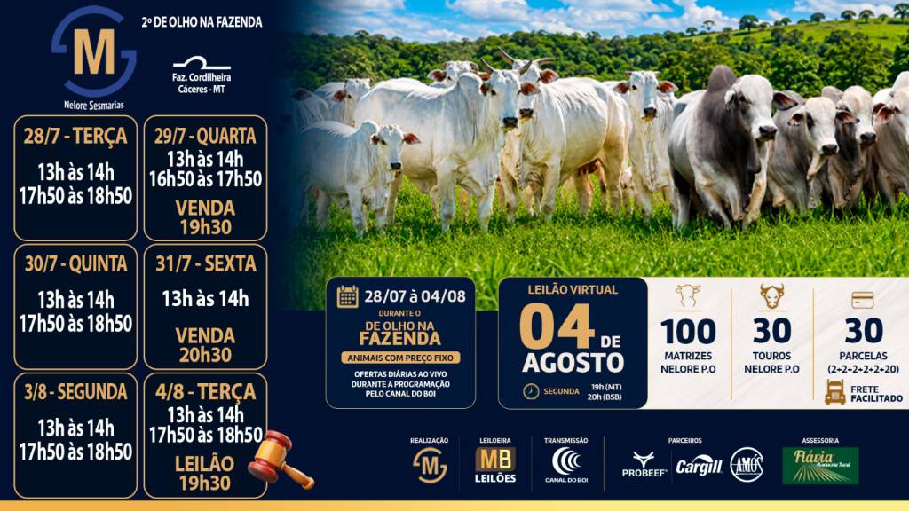 Canal do Boi transmite nesta terça-feira a abertura do 2º De Olho na Fazenda Nelore Sesmarias