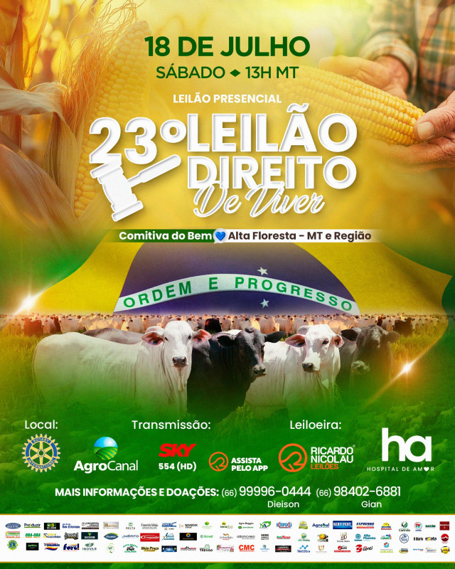 AgroCanal transmite neste sábado o 23º Leilão Direito de Viver de Alta Floresta (MT)