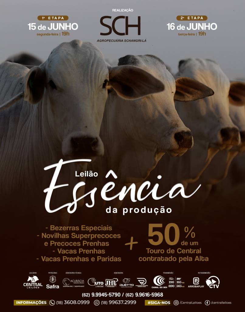 Leilão Essência da Produção Agropecuária Schangri-lá 2º Etapa hoje às 19h no Canal do Boi
