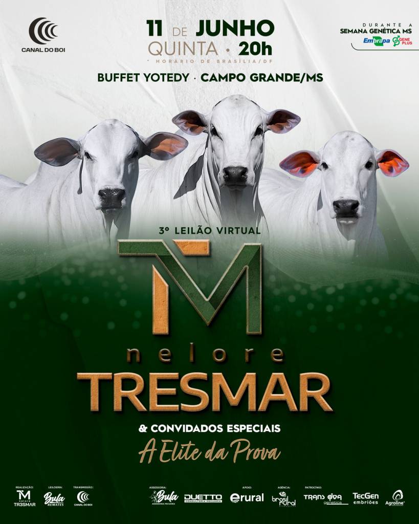 3º Leilão Virtual Nelore Tresmar & Convidados Especiais hoje às 20h no Canal do Boi