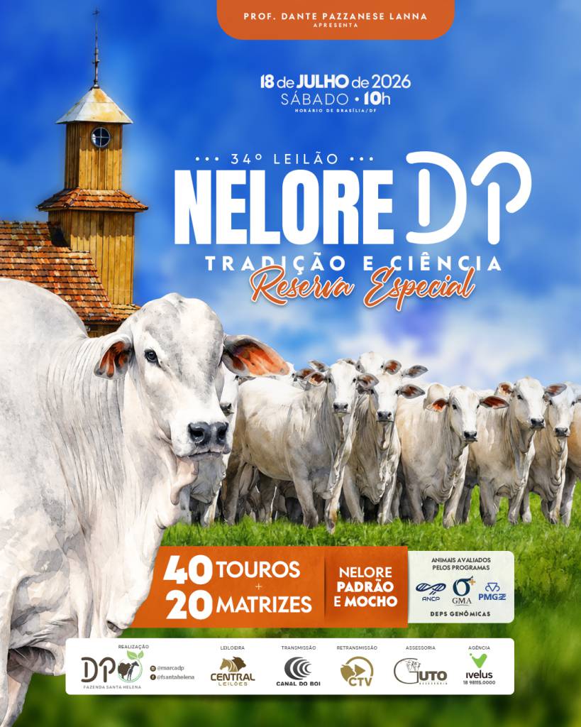 Canal do Boi transmite neste sábado o 34º Leilão Nelore DP Tradição e Ciência Reserva Especial