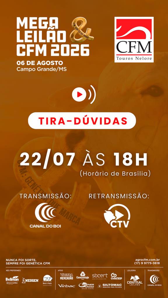 Canal do Boi transmite nesta quarta-feira o programa Tira Dúvidas do Mega Leilão CFM