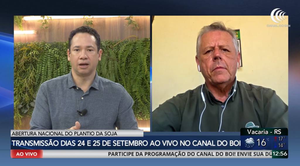 Canal do Boi transmite ao vivo Abertura Nacional do Plantio da Soja Safra 2026/27 dias 24 e 25 de setembro ao vivo