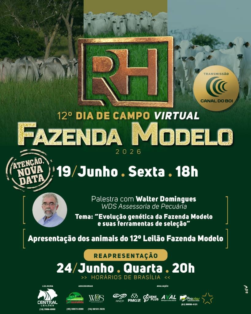 12º Dia de Campo Virtual Fazenda Modelo destaca evolução genética e apresenta animais do leilão no Canal do Boi