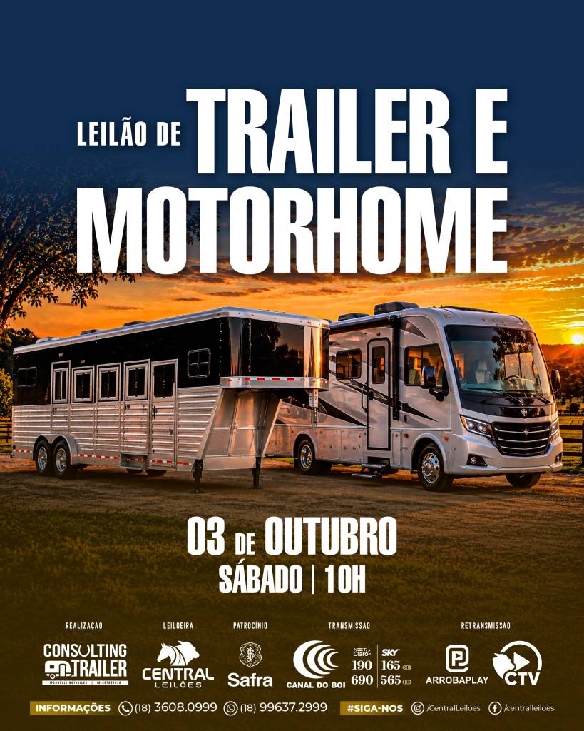 Canal do Boi transmite leilão de trailer e motor home neste sábado às 10h