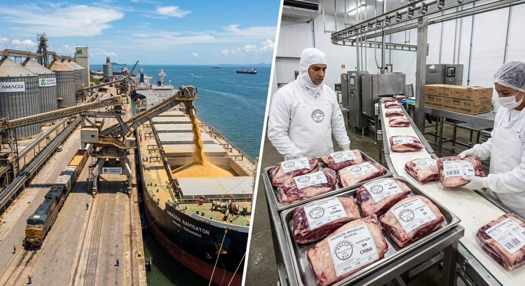 Exportação de carne bovina desacelera em julho; soja acelera ritmo e cresce 9%
