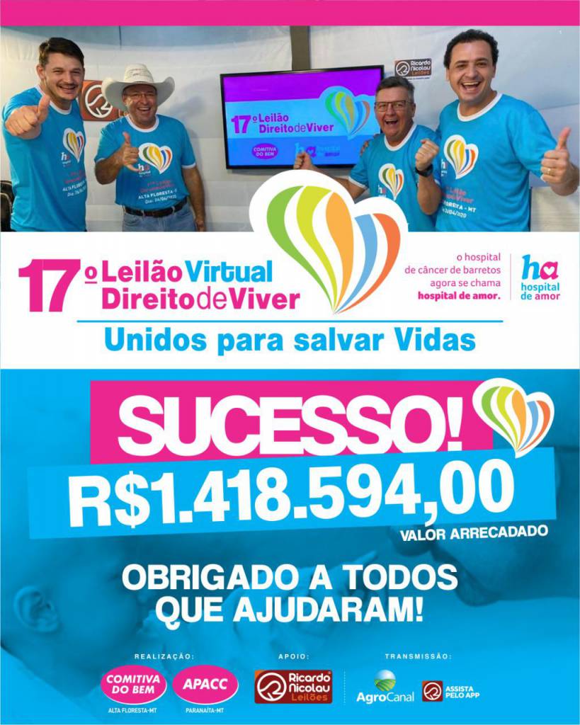 Leilão em prol do Hospital do Amor Barretos é sucesso em vendas